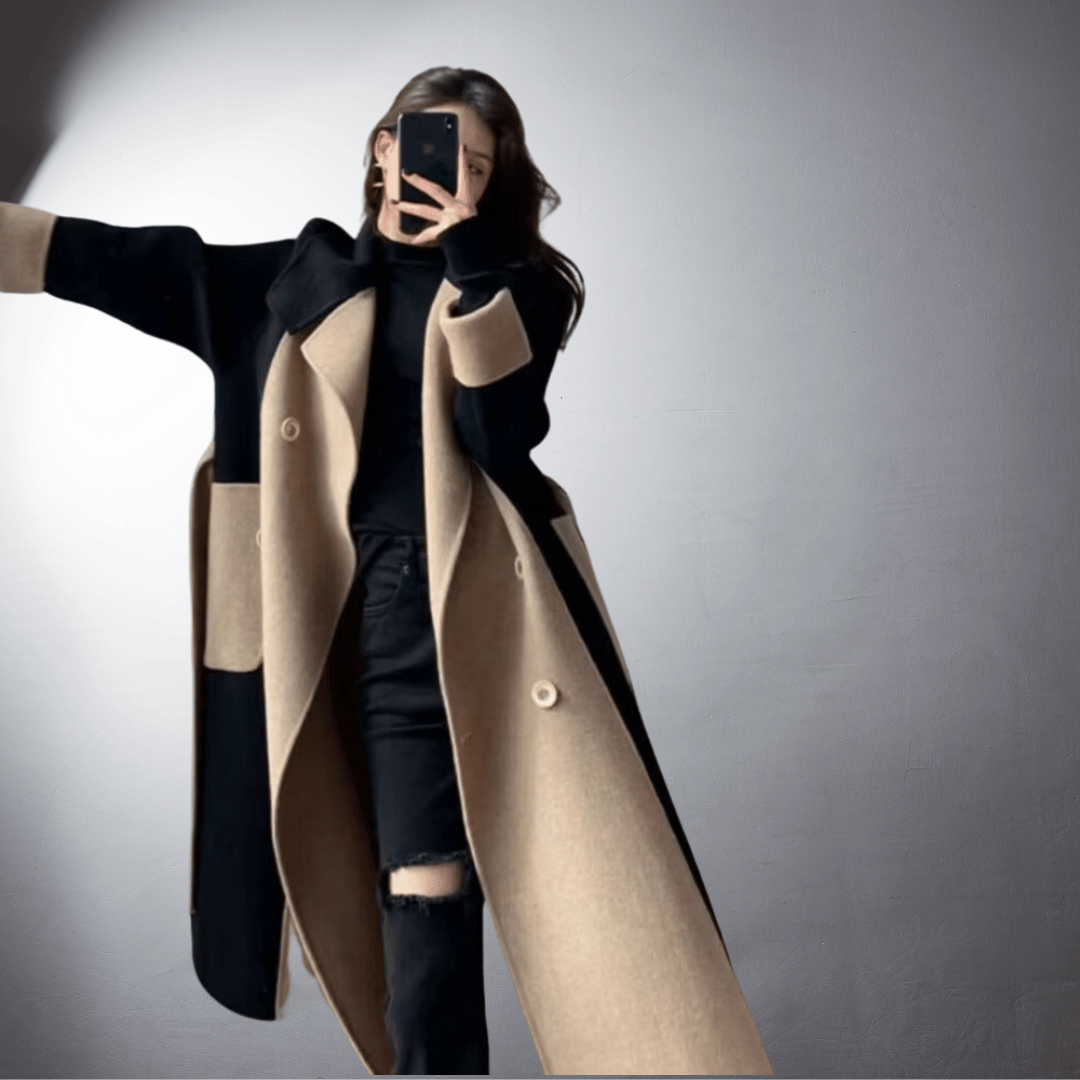 Tanya Manteau Ženski – Ravni Kroja Dvobojni s Prednjim Zatvaračem i Duljinom do Sredine Bedra Zimski