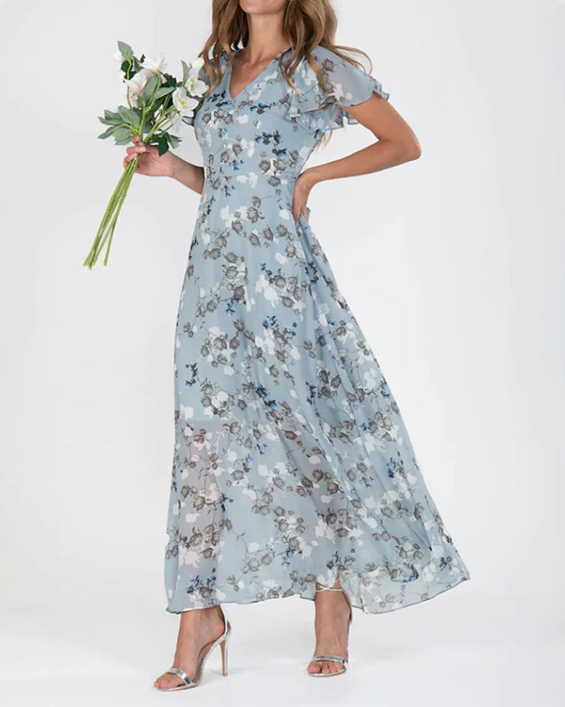 Jurk Ina voor Dames – Elegante Chiffonjurk met Volants & Luchtige Snit voor de Zomer of Feestdagen