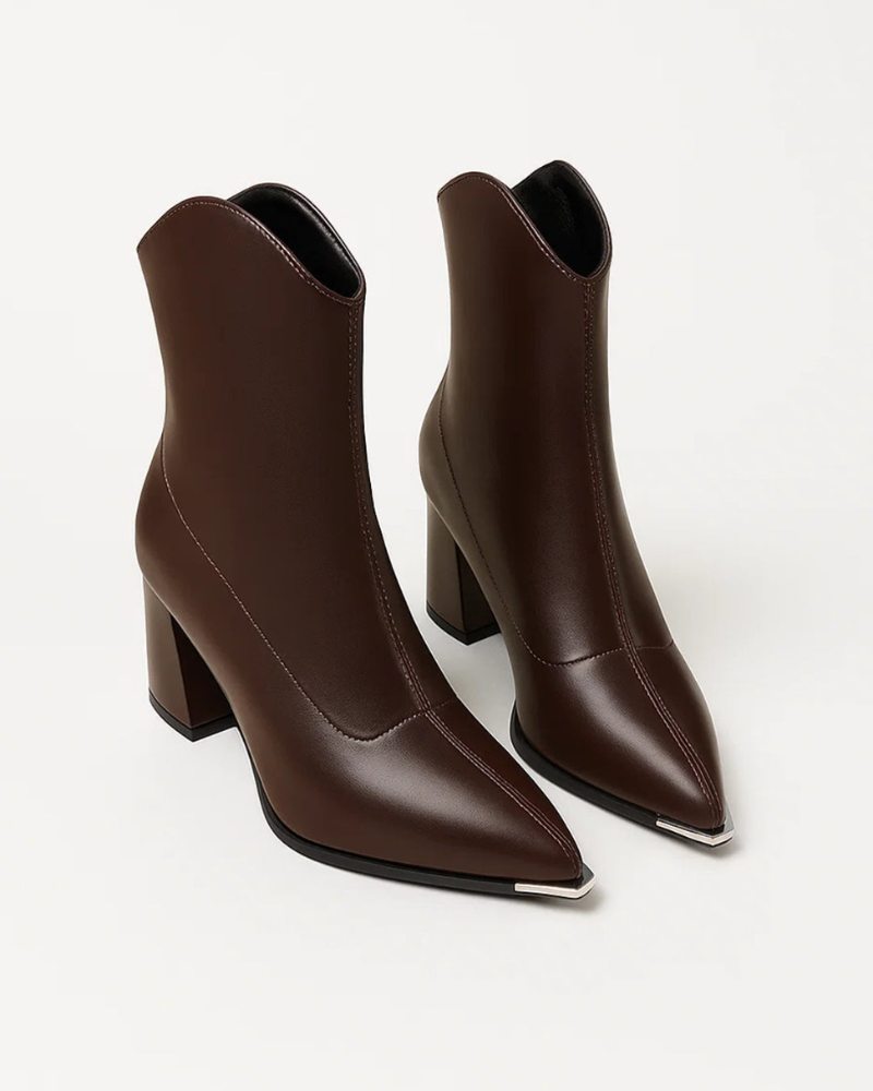 Nayeli Kvinne Støvletter Spiss Tå – Stabil Kloss Hæl & Moderne Slank Silhuett