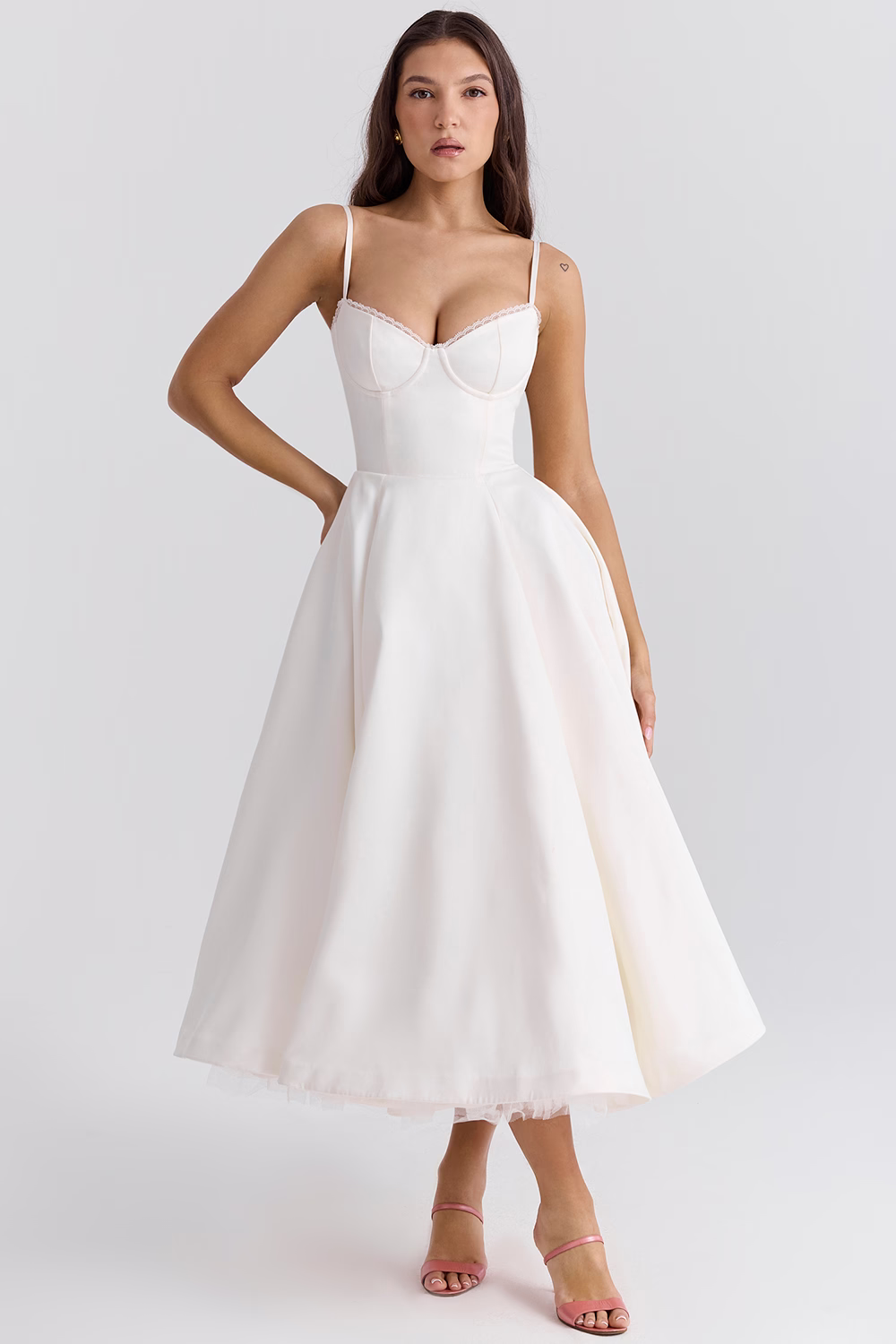 Vestido Midi Dawn para Senhora – Vestido Elegante em Tule com Alças Ajustáveis e Corte Confortável