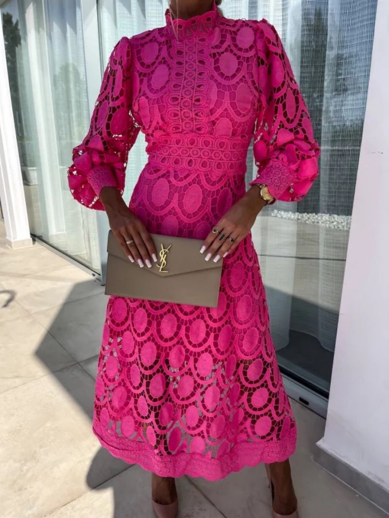 Celeste Robe Femme Elegante – Spitzenkleid mit langen Ärmeln für schicke Abende