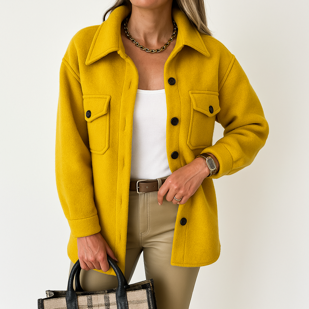 Kayleigh Surchemise Femme – Beige Oversize à Coupe Droite, Style Chic & Décontracté