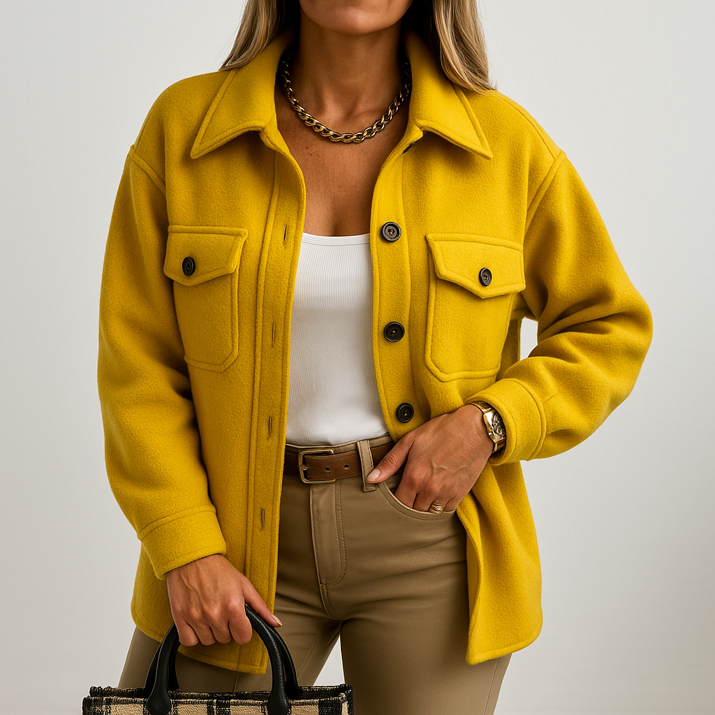 Kayleigh Surchemise Femme – Beige Oversize à Coupe Droite, Style Chic & Décontracté