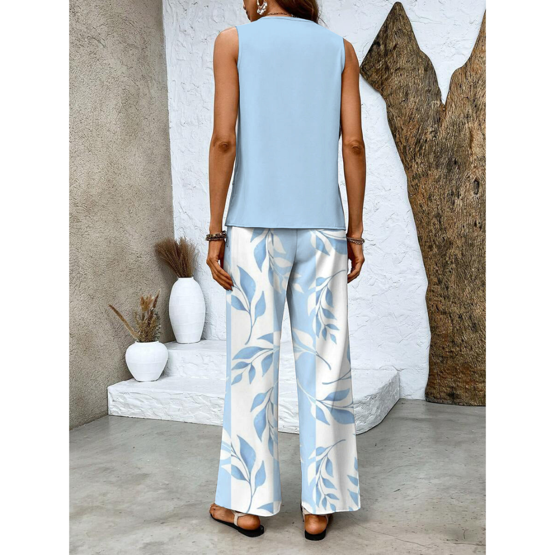 Dione Комплект для Жінок – Елегантний Комплект Без Рукавів з Накладним Топом і Широкими Штанами