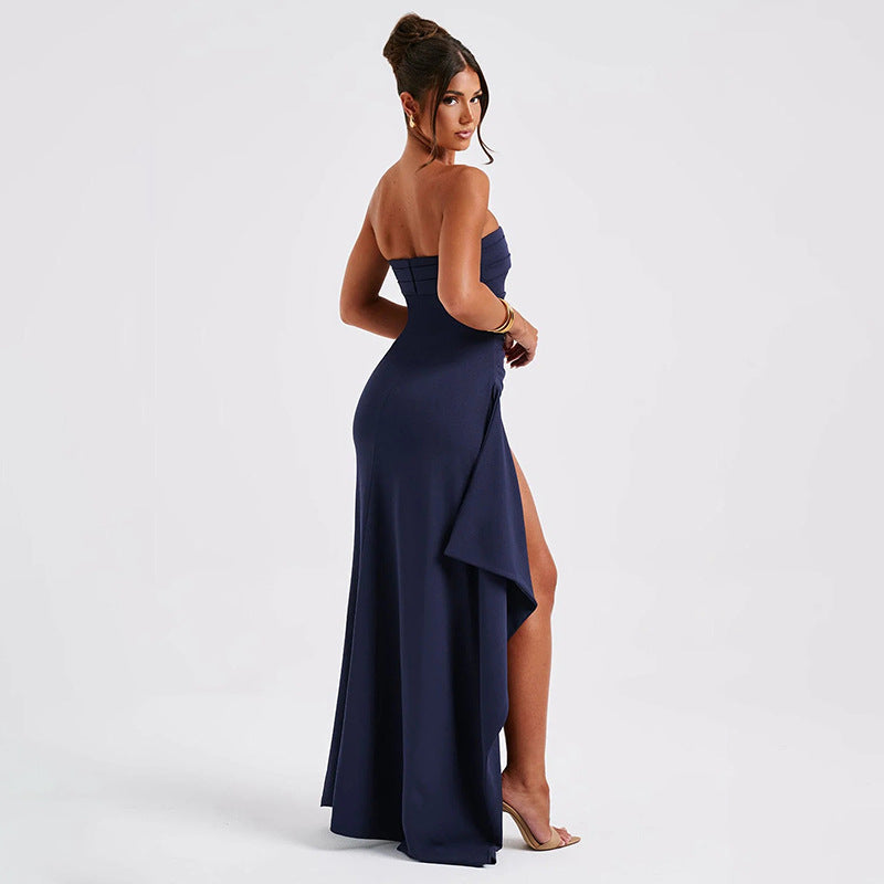 Noble Robe Longue Femme – Elegantné korzetové šaty s odhalenými chrbtom a dlhou rozšírenou sukňou