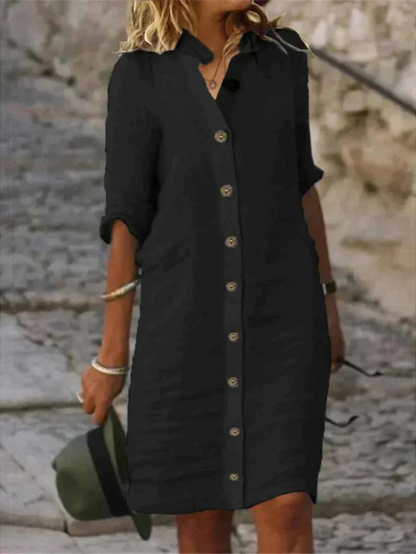 Emika Robe Unie Femme – Robe Classique Élégante & Polyvalente pour Tenues Quotidiennes