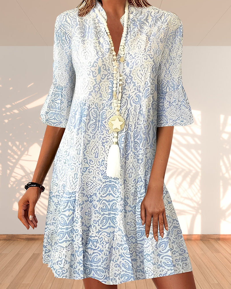 Zanda Robe de Chambre Femme – Imprimé Élégant, Manches Mi-Longues & Coupe Ajustée