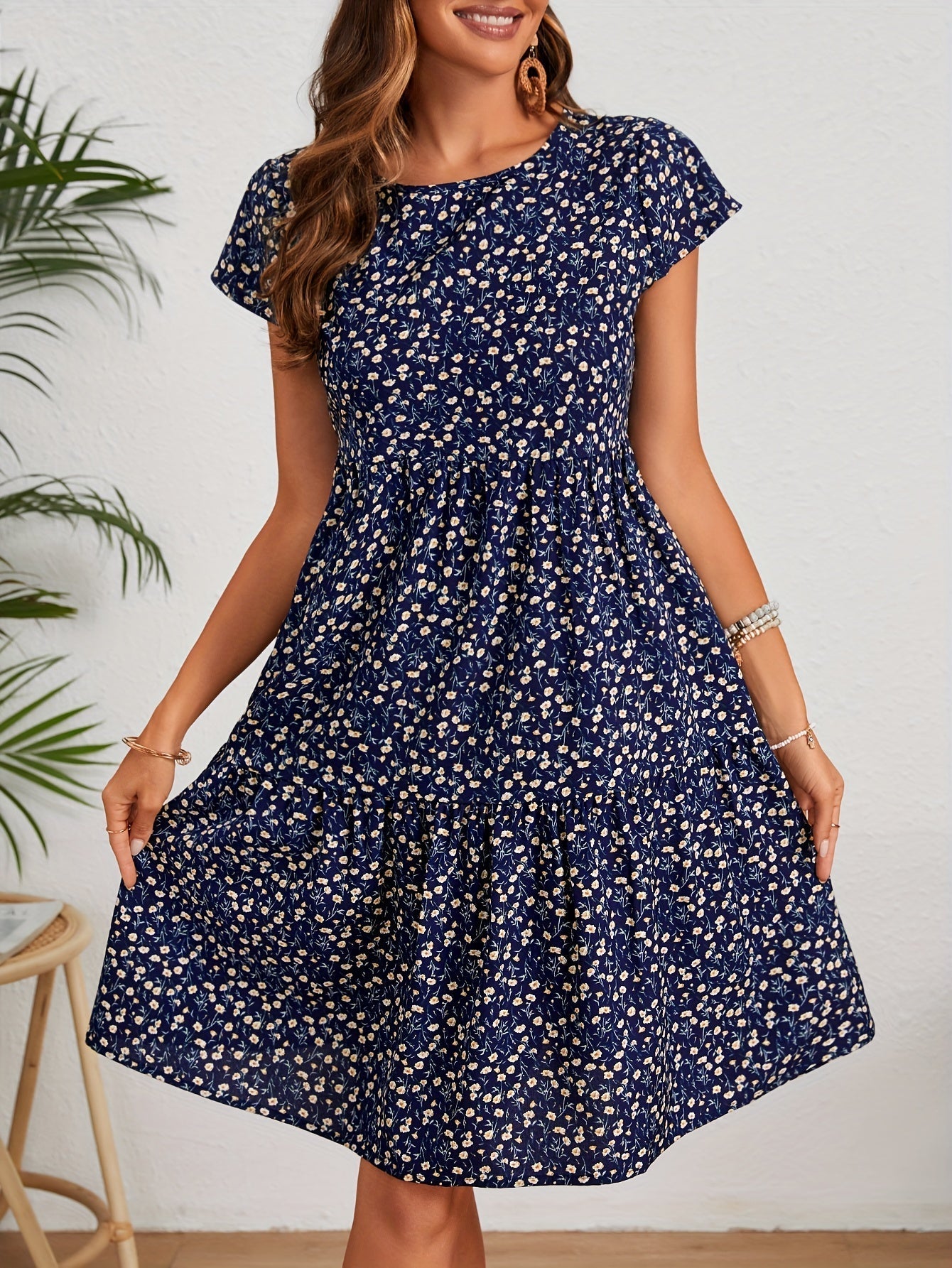 Katie Robe d'Été Femme – Robe Fleurie Légère en Polyester avec Coupe Confortable