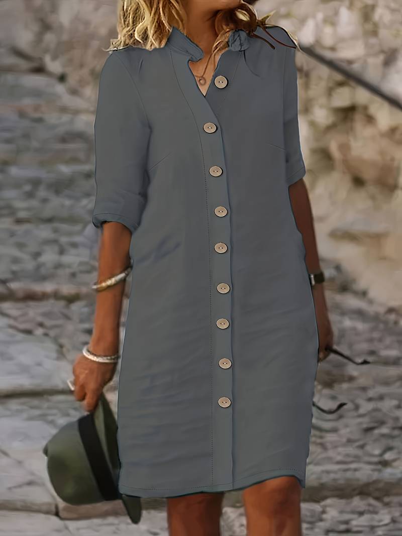 Kjole Midi Femme Isabella – Elegant afslappet kjole med enkelt design & behageligt snit