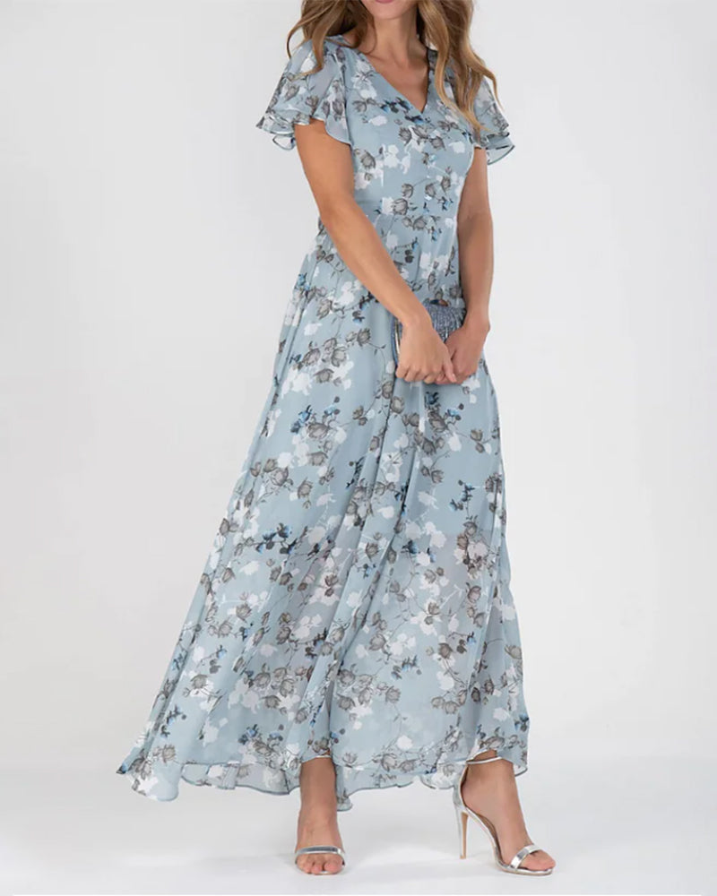 Robe Ina pour Femme – Robe Élégante en Chiffon avec Volants & Coupe Aérienne pour l’Été ou les Fêtes