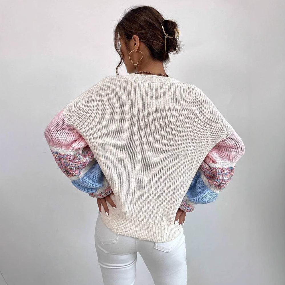 Wielokolorowy sweter damski Delilah – miękki i ciepły sweter o luźnym kroju i warstwowym designie