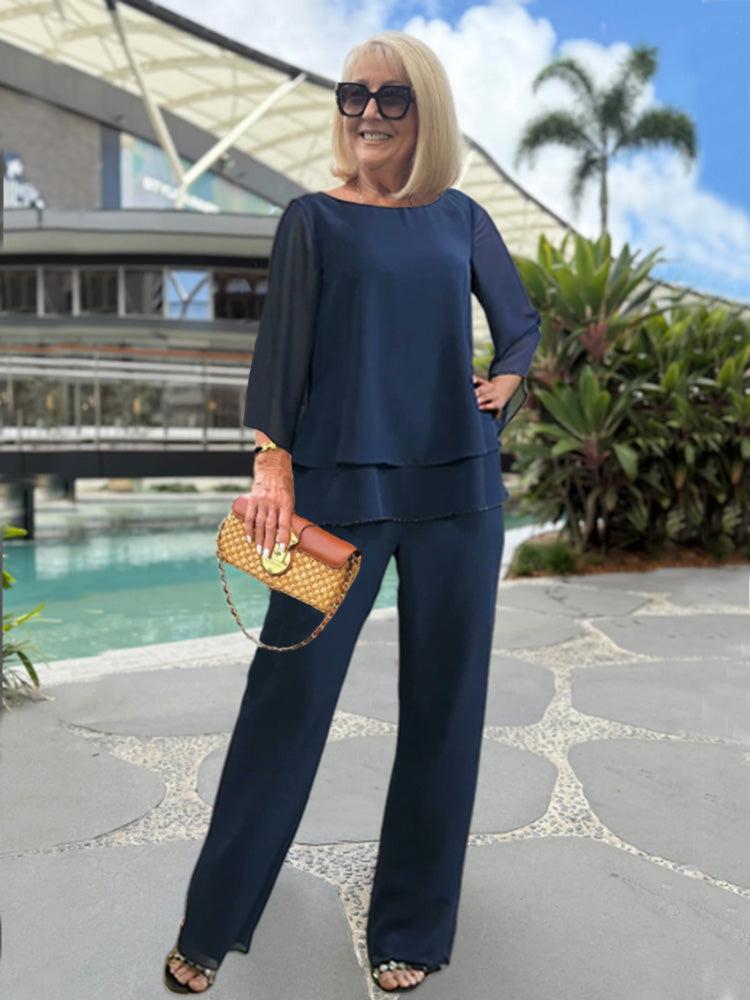 Σετ Δύο Τεμαχίων Γυναικείο Wendy – Κομψό Πουκάμισο με Μανίκια 3/4 & Άνετο Παντελόνι για Όλες τις Περιστάσεις