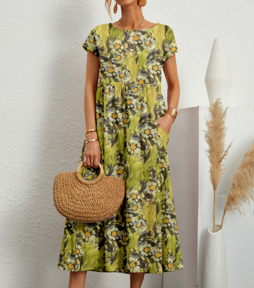Midi-jurk voor dames Frances – Elegante bloemenjurk van ademende stof met vrouwelijke snit