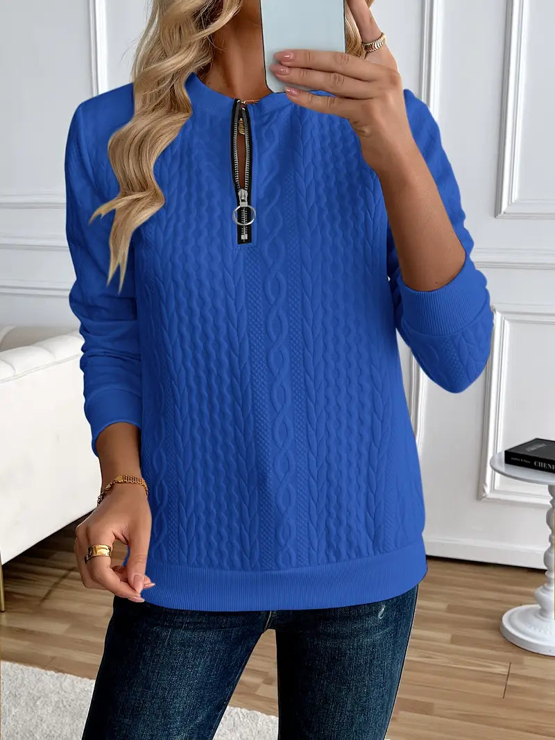 Margaux Sweat Femme Hiver – Pohodlný pletený zipový svetr s elegantním designem
