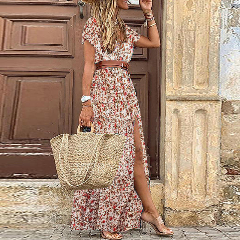 Susan Robe Fleurie Femme – Elegant kjole med V-hals i polyester med komfortabel pasform og smart stil