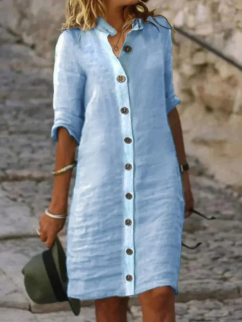 Emika Robe Unie Femme – Robe Classique Élégante & Polyvalente pour Tenues Quotidiennes