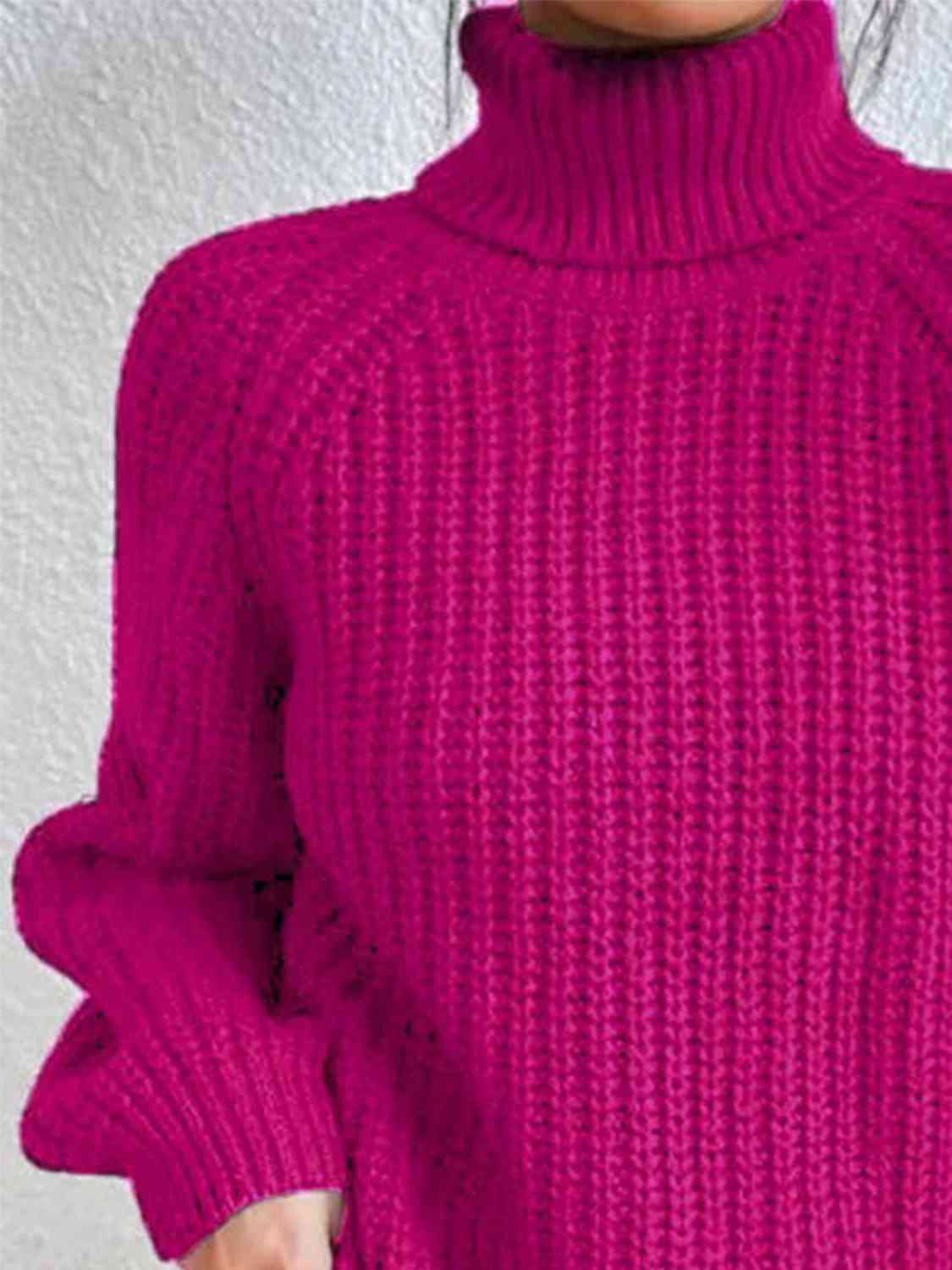 Angela Pull Femme – Pletený rolák s bočním rozparkem, elegantní pro podzim/zimu