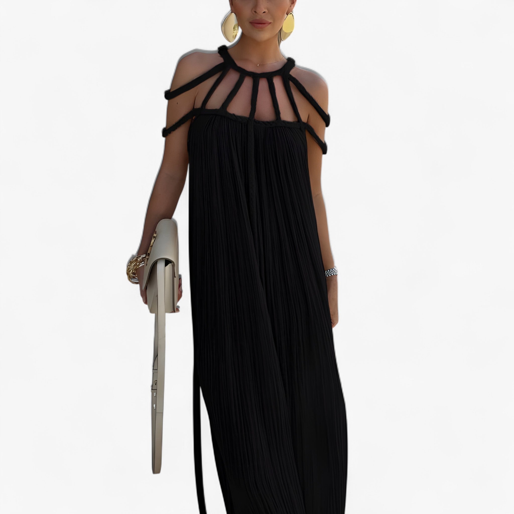 Linette Lange Damesjurk – Elegante Maxi Jurk met Vloeiende Stoffen, Rechte Snit en Veelzijdige Stijl