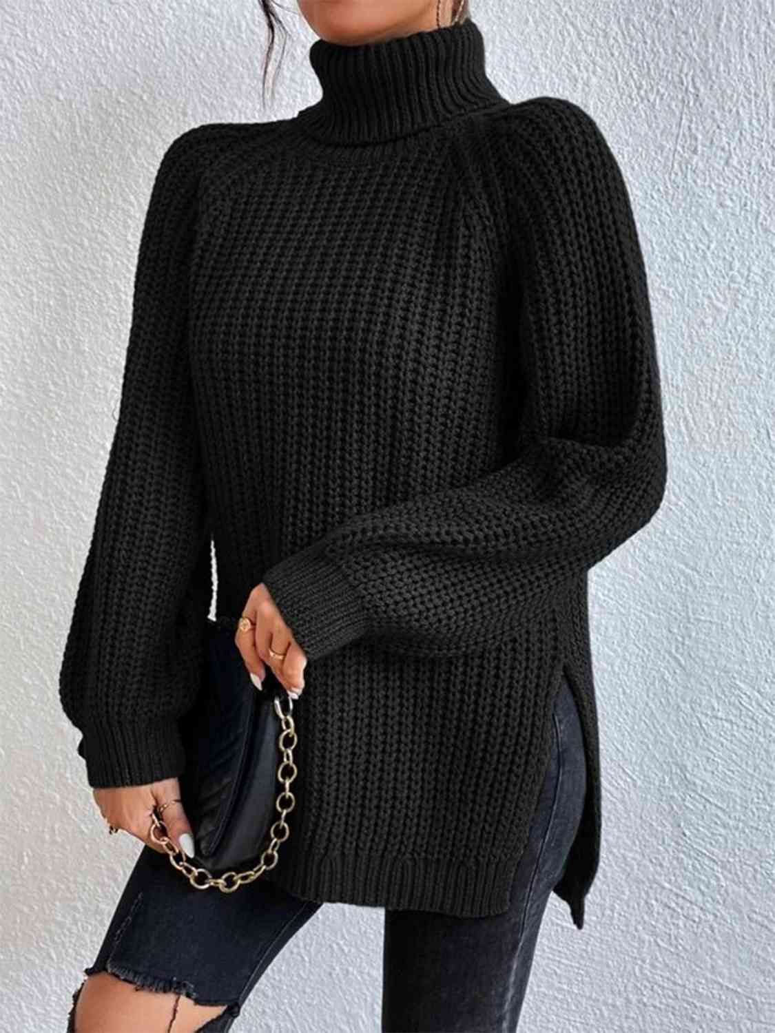 Angela Pull Femme – Pletený rolák s bočním rozparkem, elegantní pro podzim/zimu