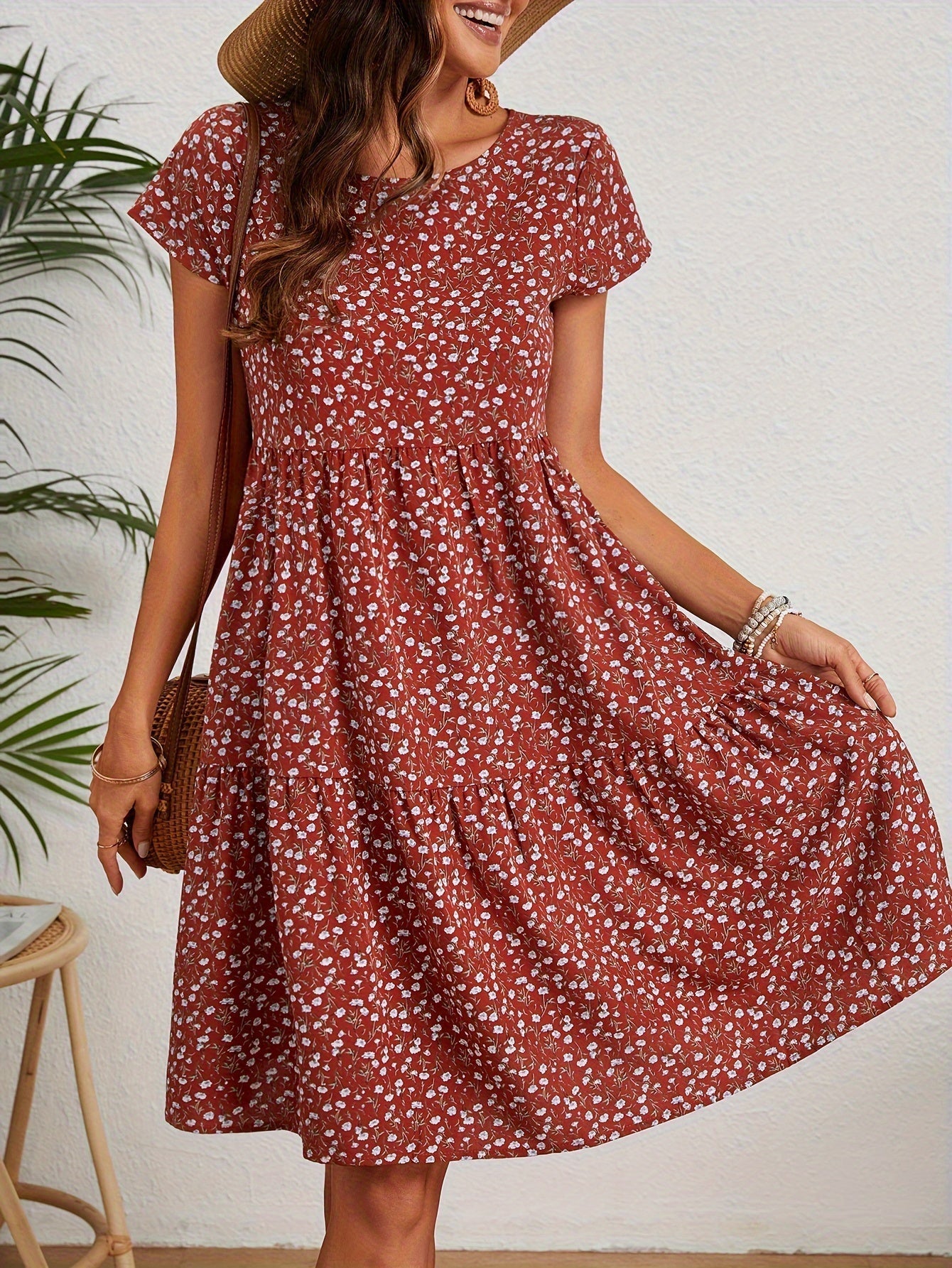 Katie zomerjurk dames – lichte bloemenjurk van polyester met comfortabele pasvorm