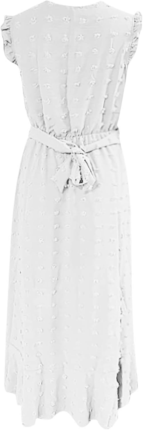 Abito Bohemien Luna da Donna – Abito Lungo Fluido con Scollo a V e Maniche Volantate