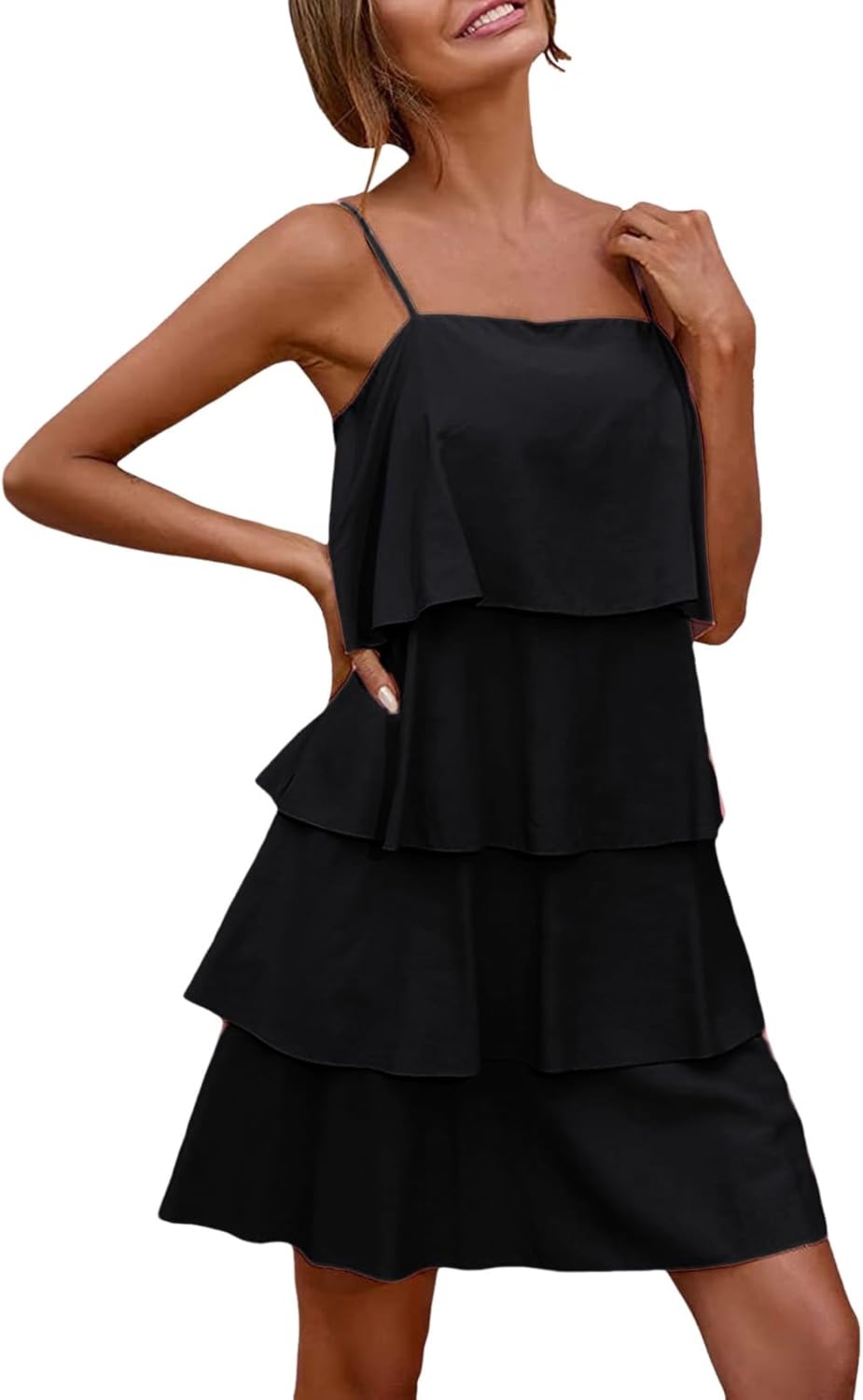 Camille Damenkleid – Maxikleid mit Volants, V-Ausschnitt, ärmellos, plissierter Chiffon, Sommer