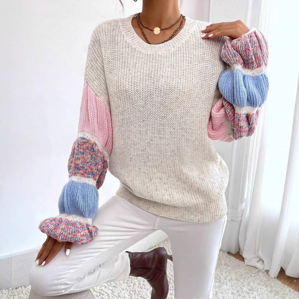 Wielokolorowy sweter damski Delilah – miękki i ciepły sweter o luźnym kroju i warstwowym designie