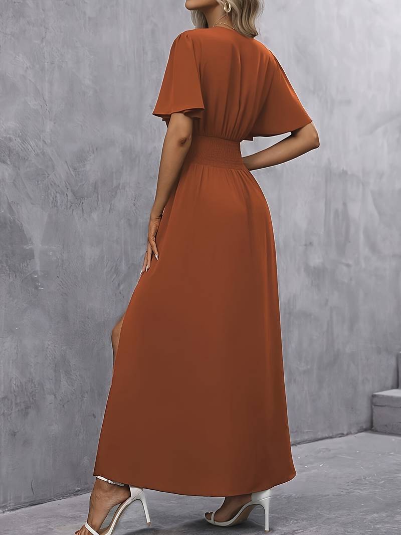 Venice Robe Femme Elegant – Col Volanté & Taille Plissée pour un Style Féminin Chic