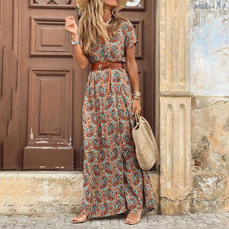 Susan Robe Fleurie Femme – Élégante Robe à Col en V en Polyester avec Coupe Confortable et Style Chic
