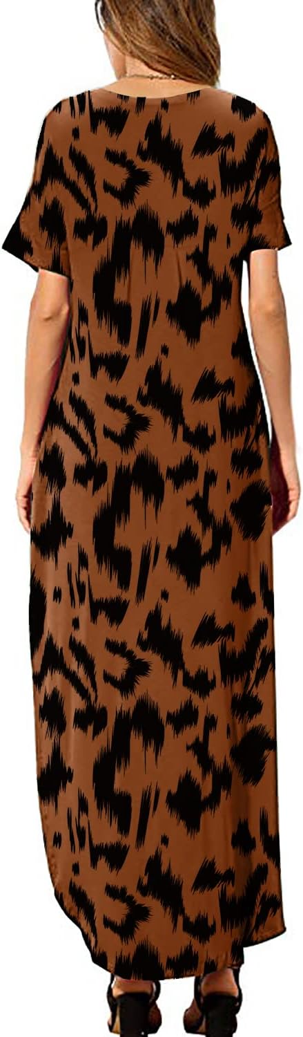 Julie Robe Maxi Femme – Robe Longue Col V Fendue Casual Été Fluide Élégante
