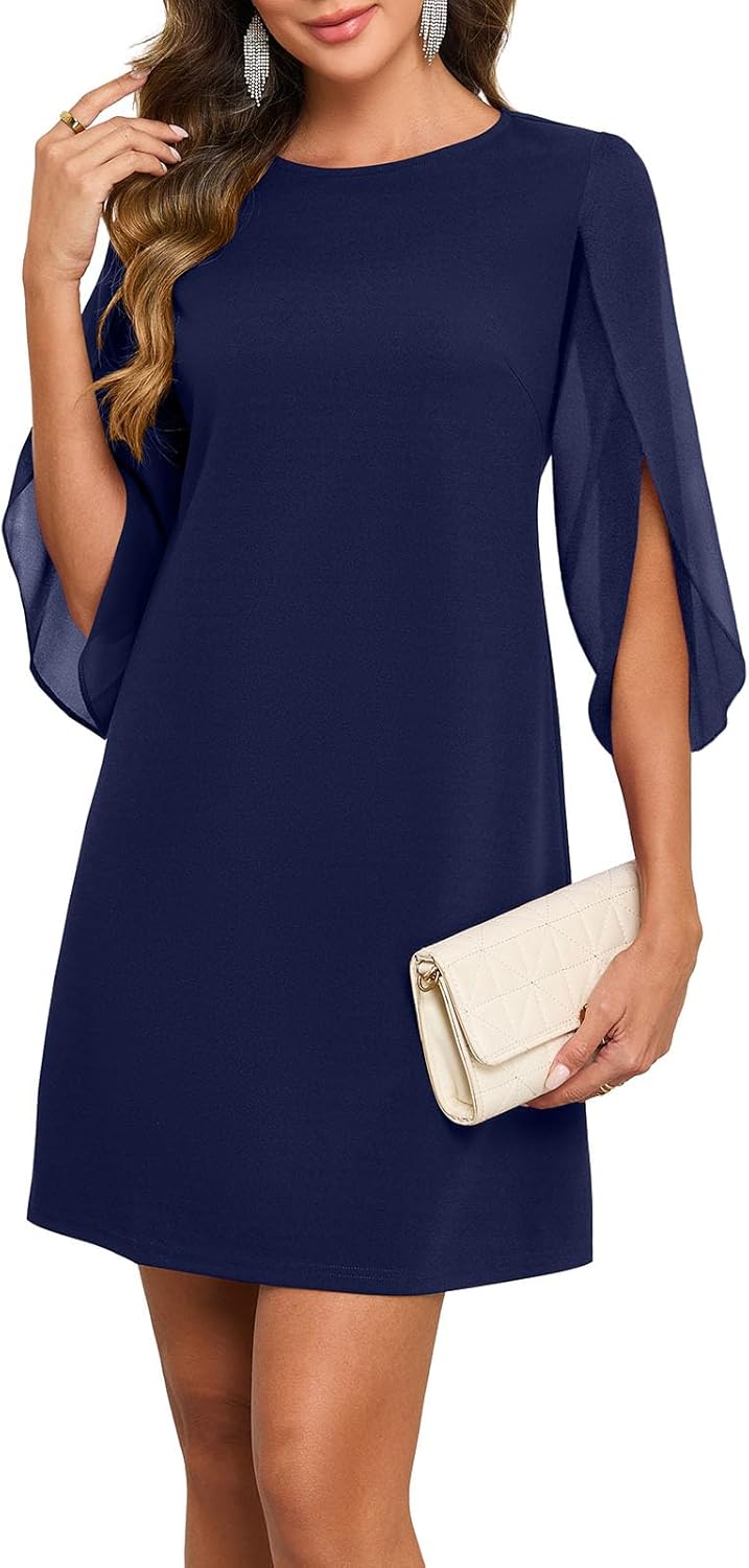 Vestido de Cocktail Chloé Mulher – Vestido de Musselina Mangas com Folhos Elegante Casamento