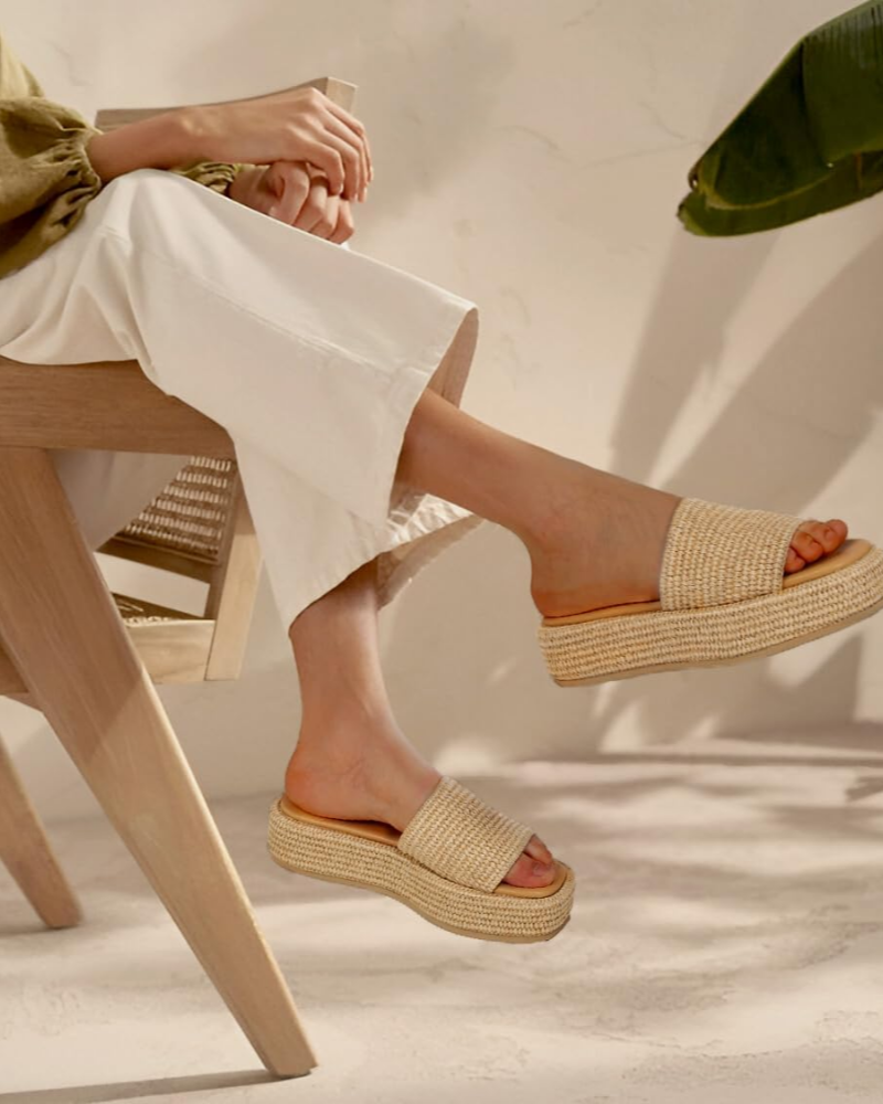 Tessa Sandales Femme – Espadrilles Compensées Plateforme Slip-On Style Bohème Été