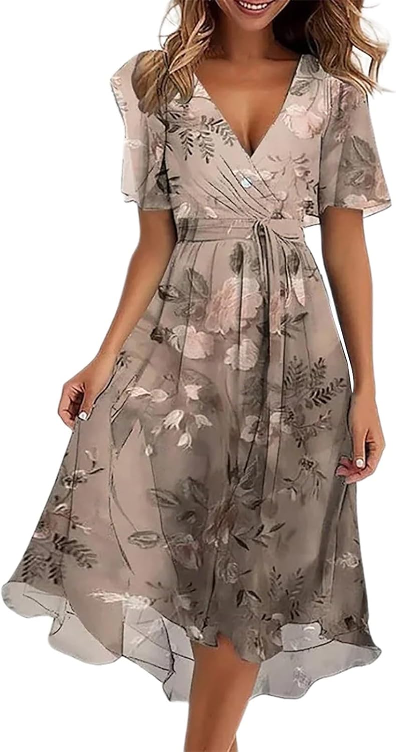 Élodie Robe d’Été Femme – Robe A-Line Sans Manches Légère et Décontractée