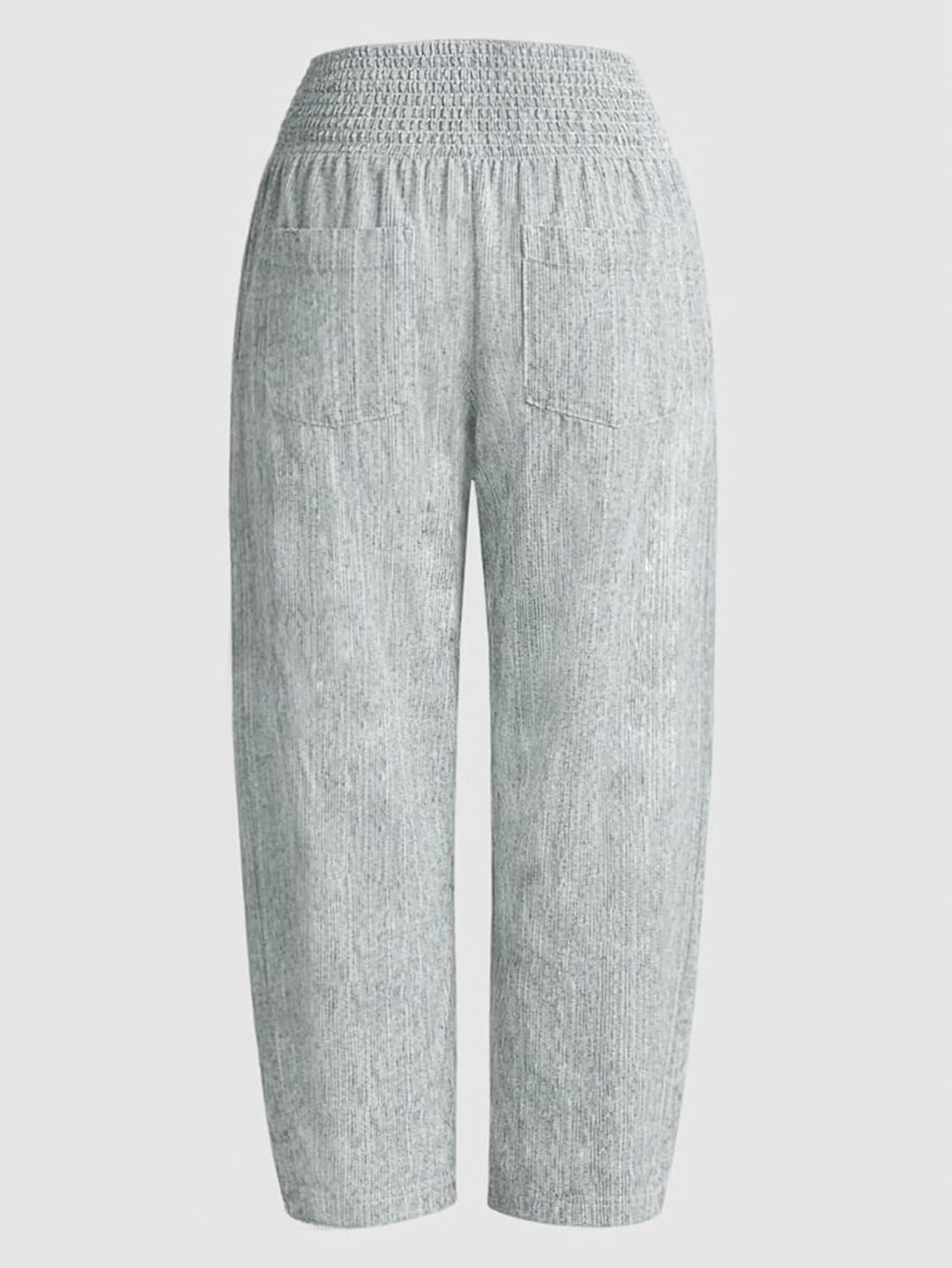 Wella Pantalon Femme Barrel – Coupe Large, Taille Haute Smockée, Casual Chic Été