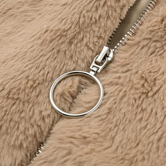 Terry Veste Teddy Femme – Manteau Invernale Morbido con Collo Alto & Taglio Moderno con Cerniera