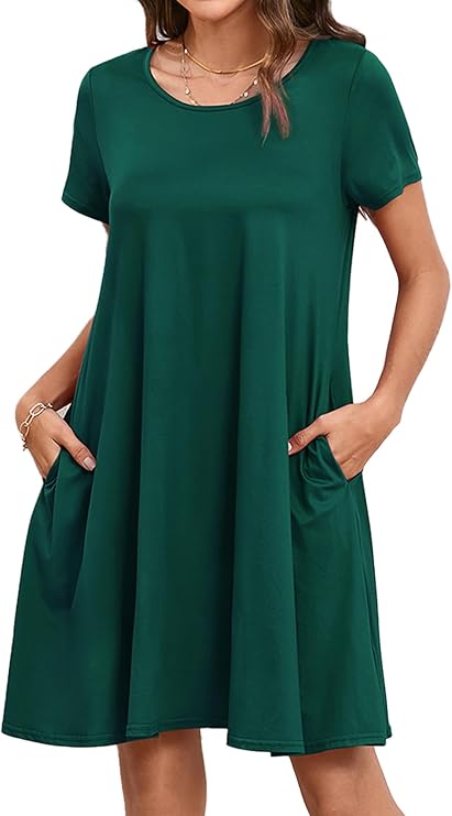 Tinker Robe T-Shirt Femme – Coupe Ample, Col Rond & Poches Confort Été
