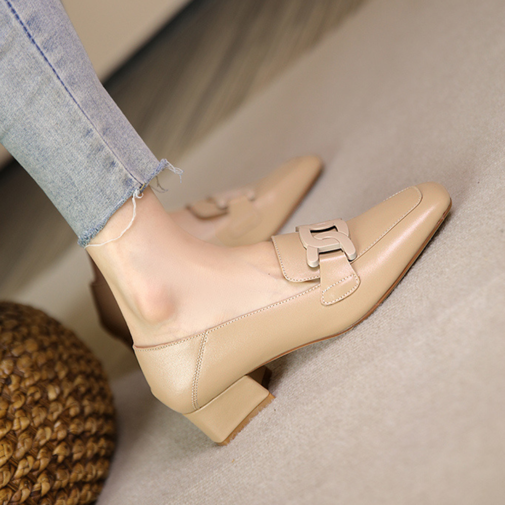 Еврінт Мокасини жіночі – шкіряне взуття Мері Джейн з масивним каблуком і комфортом