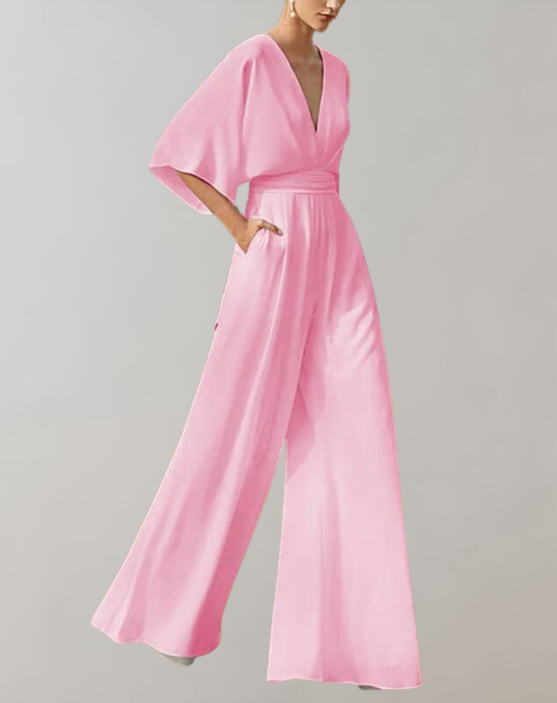 Suzette Combinaison Femme – Elegant dragt med dyb udskæring og vide ben til et raffineret look