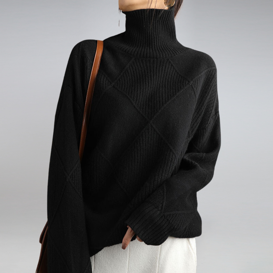 Luciana Pull Femme – Col Roulé Élégant en Cachemire Doux & Chic Intemporel