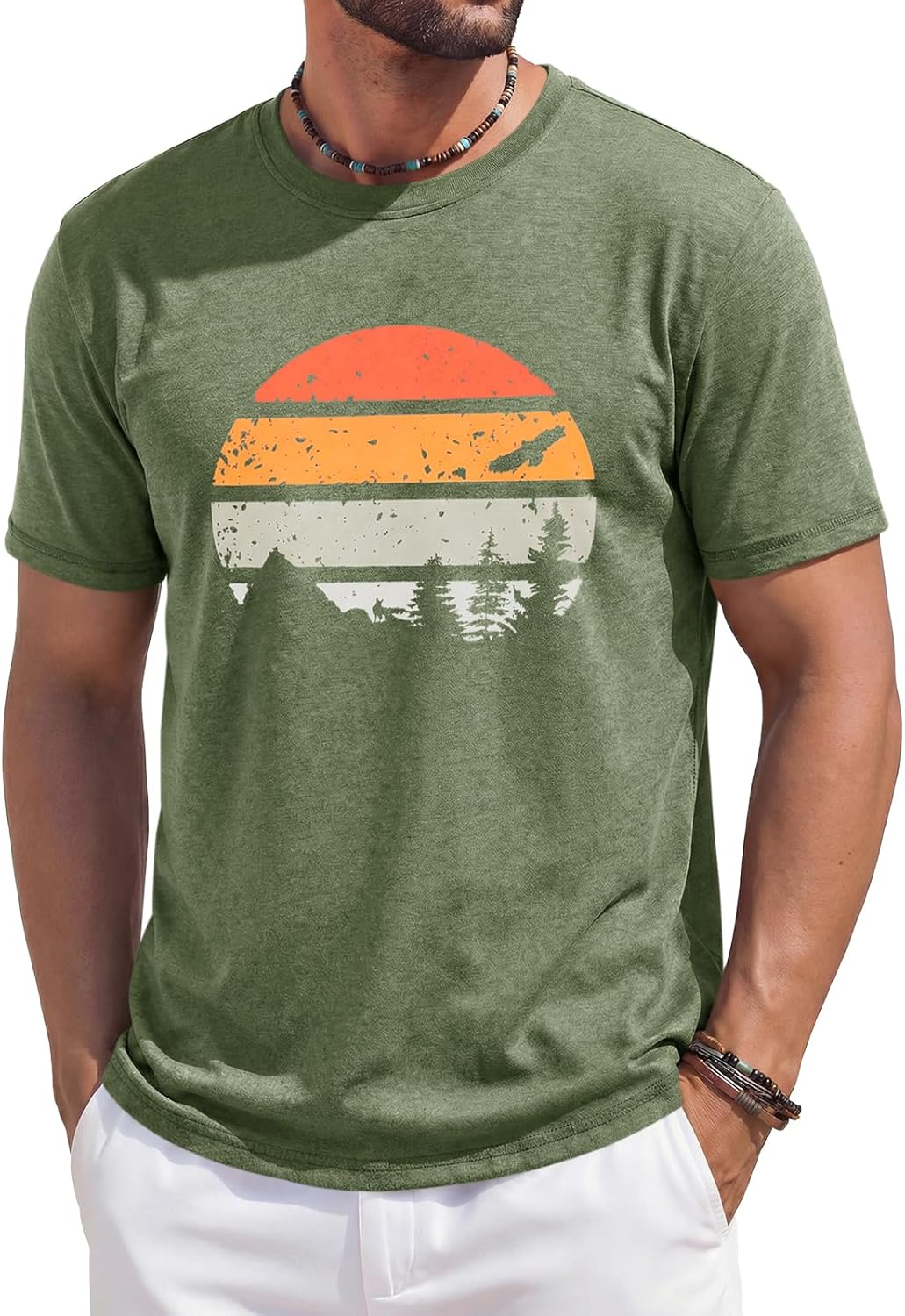 Enzo T-Shirt Homme – Tee-Shirt Graphique Col Rond, Style Vintage Plage & Casual