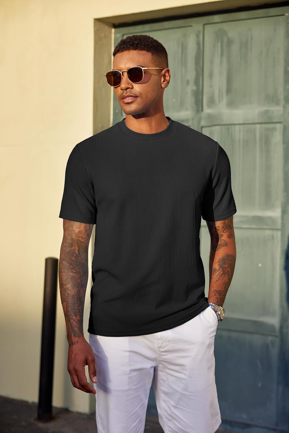 Wilbert T-Shirt Homme – T-Shirt Maille Texturée, Léger & Style Casual Chic