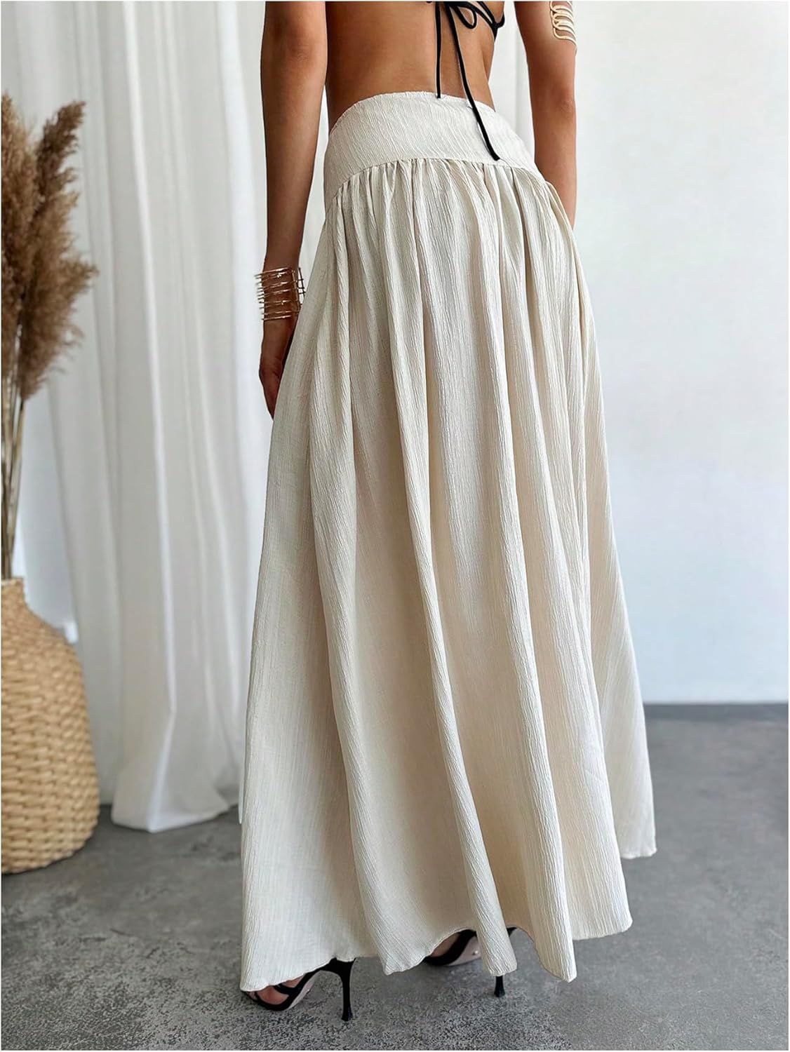 Milania Maxi sukňa pre ženy – plisovaná sukňa s vysokým pásom, ľahká a elegantná