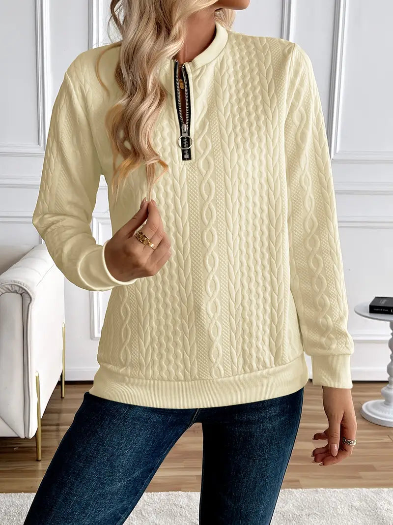 Margaux Sweat Femme Hiver – Pohodlný pletený zipový svetr s elegantním designem