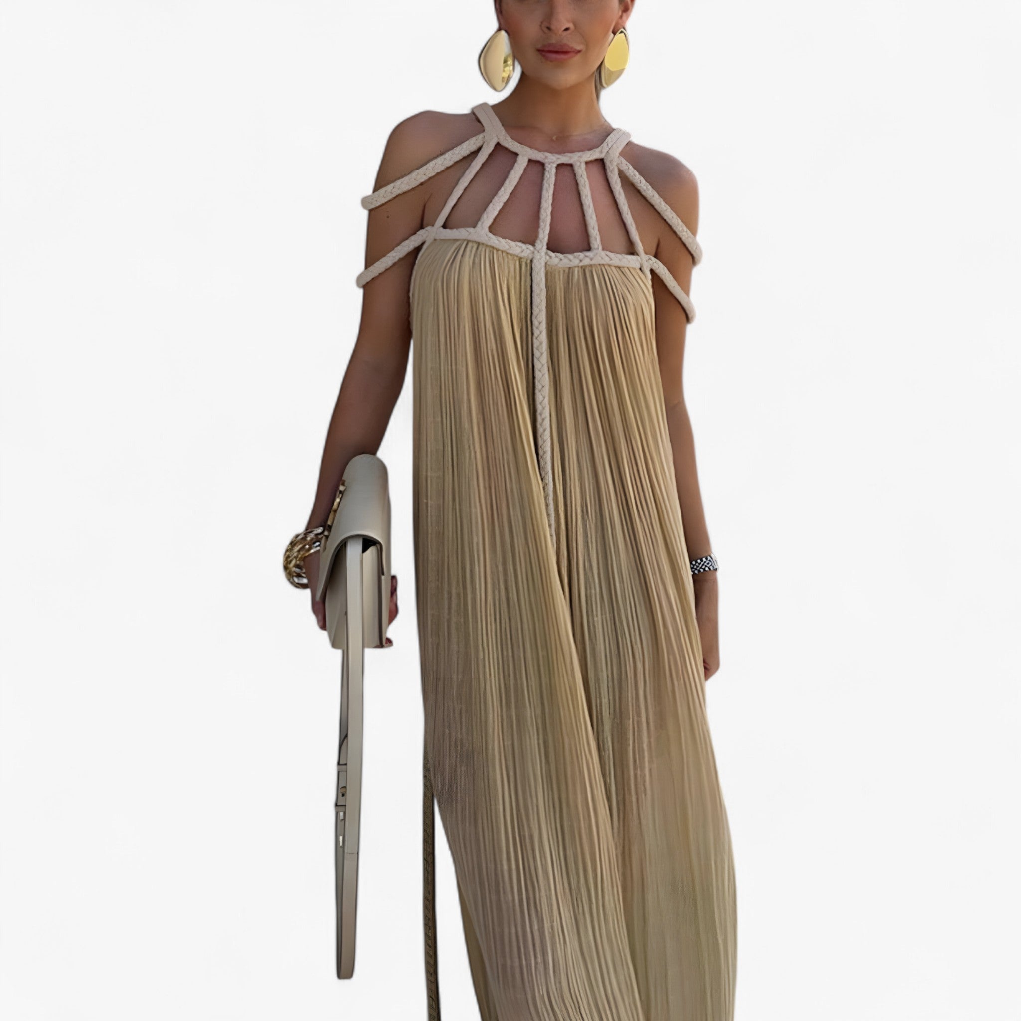 Linette Robe Longue Femme – Élégante Robe Maxi Fluide avec Coupe Droite et Style Polyvalent