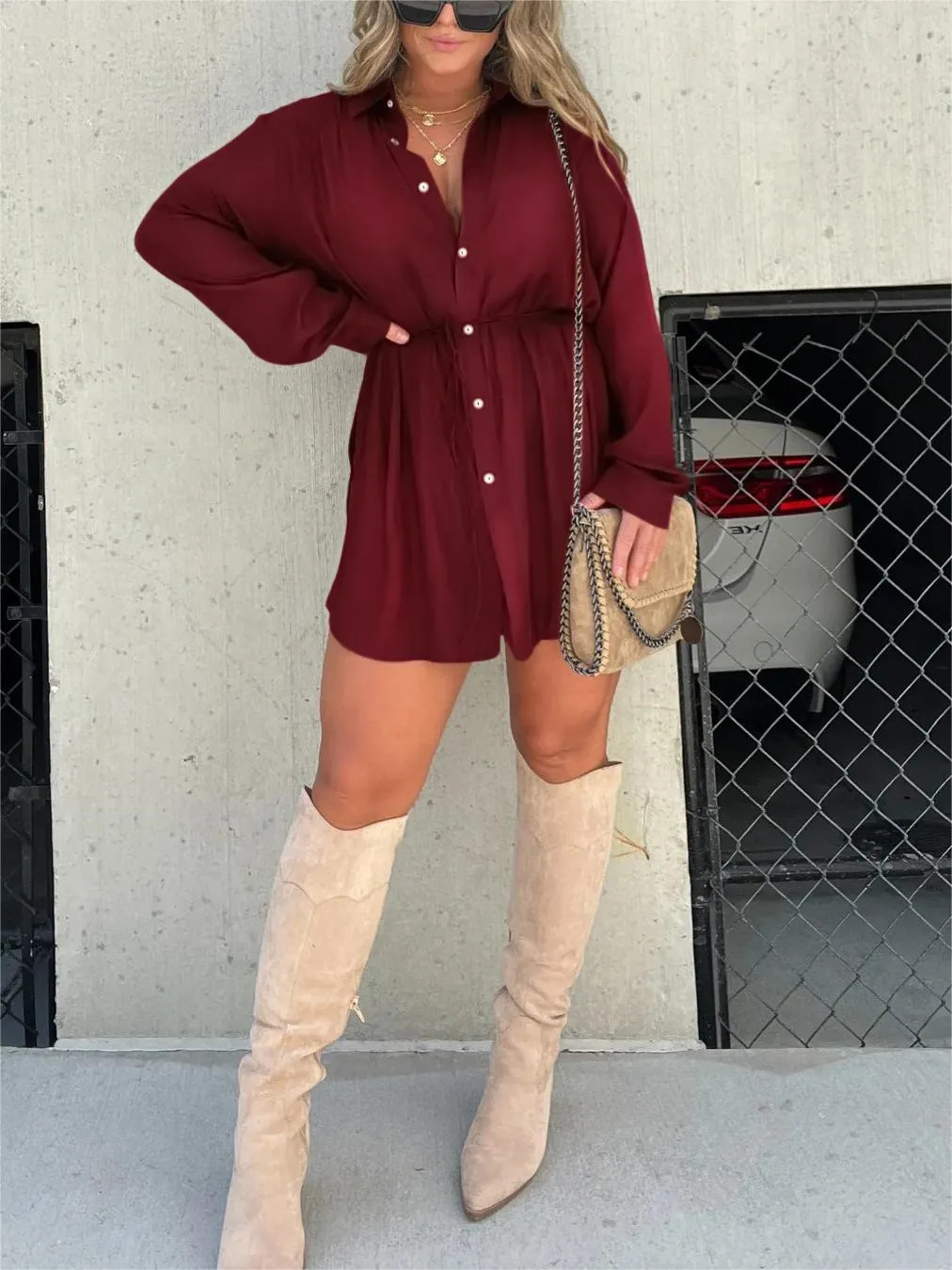 Tamara Robe-Combinaison Femme – Élégante avec Short Intégré & Ceinture Taille Flatteuse