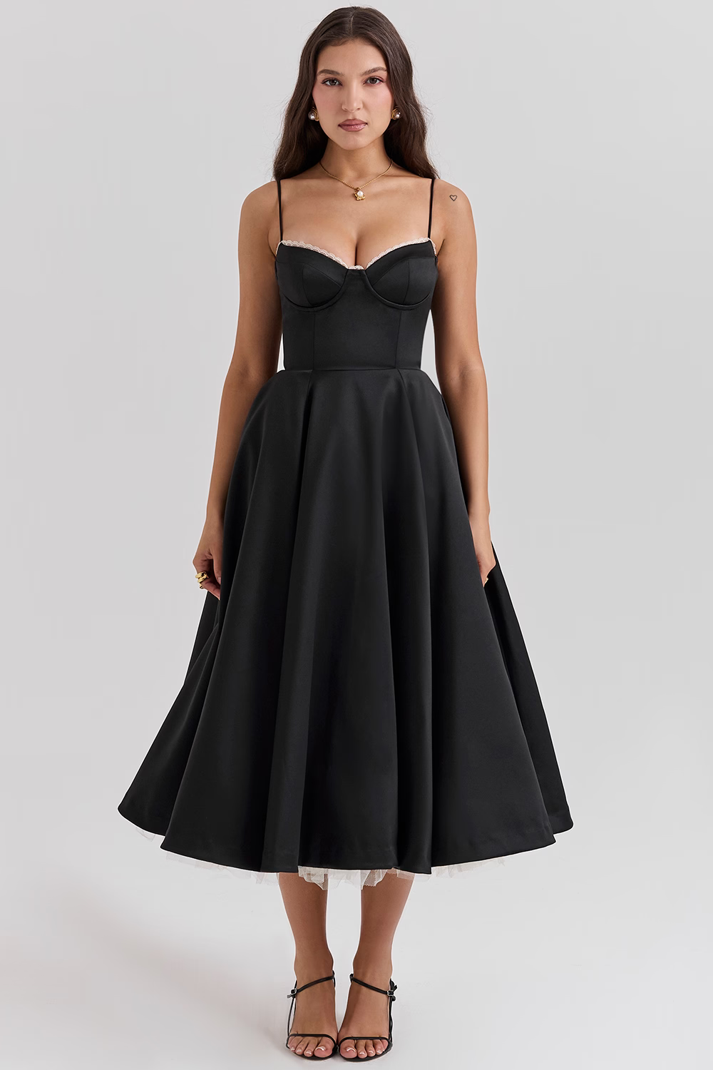 Vestido Midi Dawn para Senhora – Vestido Elegante em Tule com Alças Ajustáveis e Corte Confortável