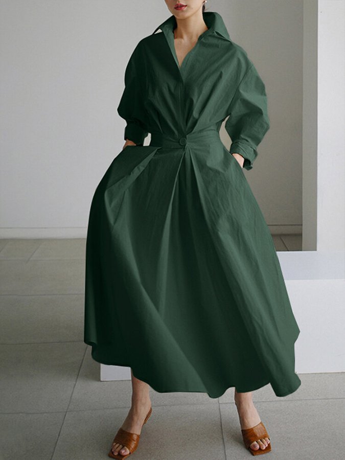 Lucie Robe Midi Femme – Flatterende pasform med knapper og let & tidløst design