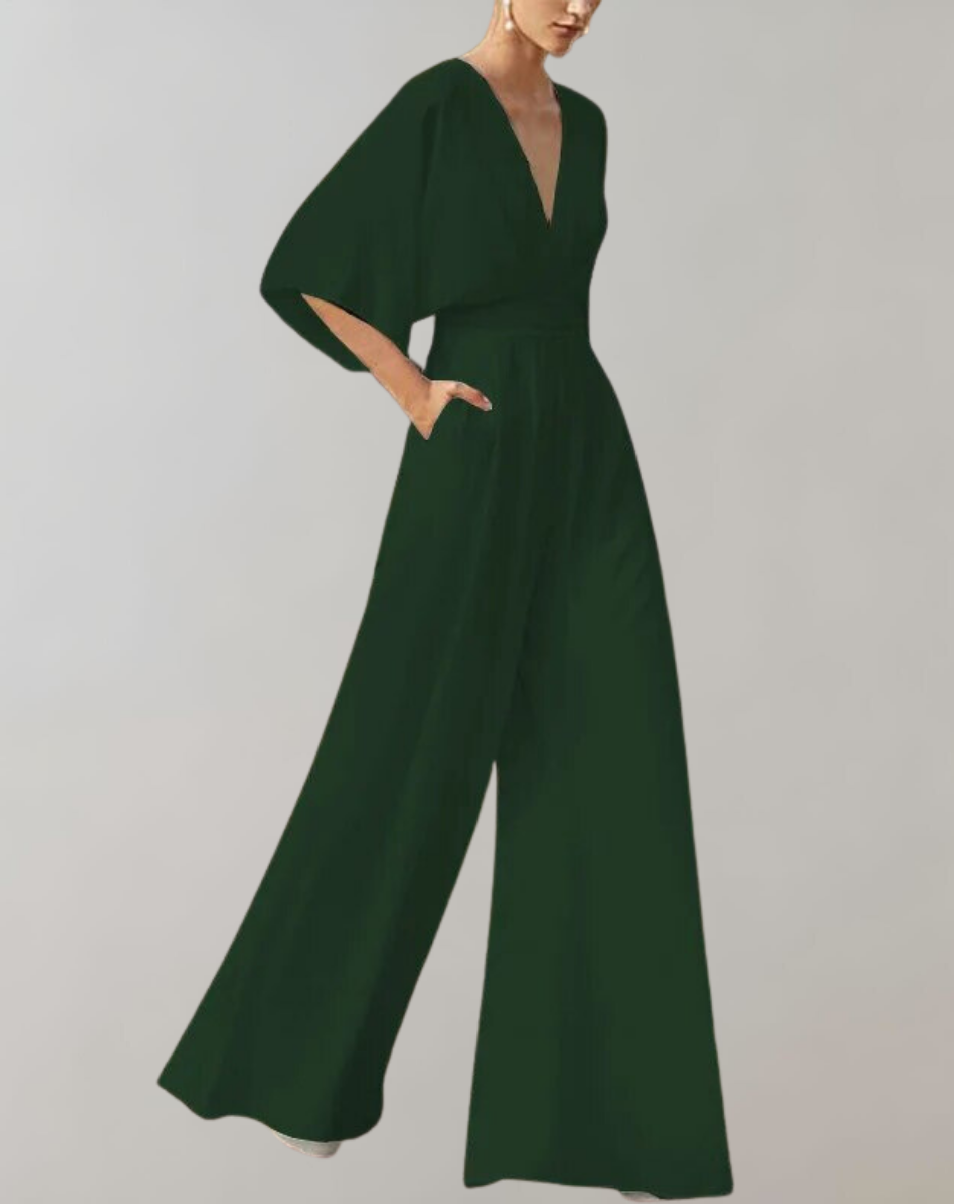 Suzette Combinaison Femme – Elegant dragt med dyb udskæring og vide ben til et raffineret look