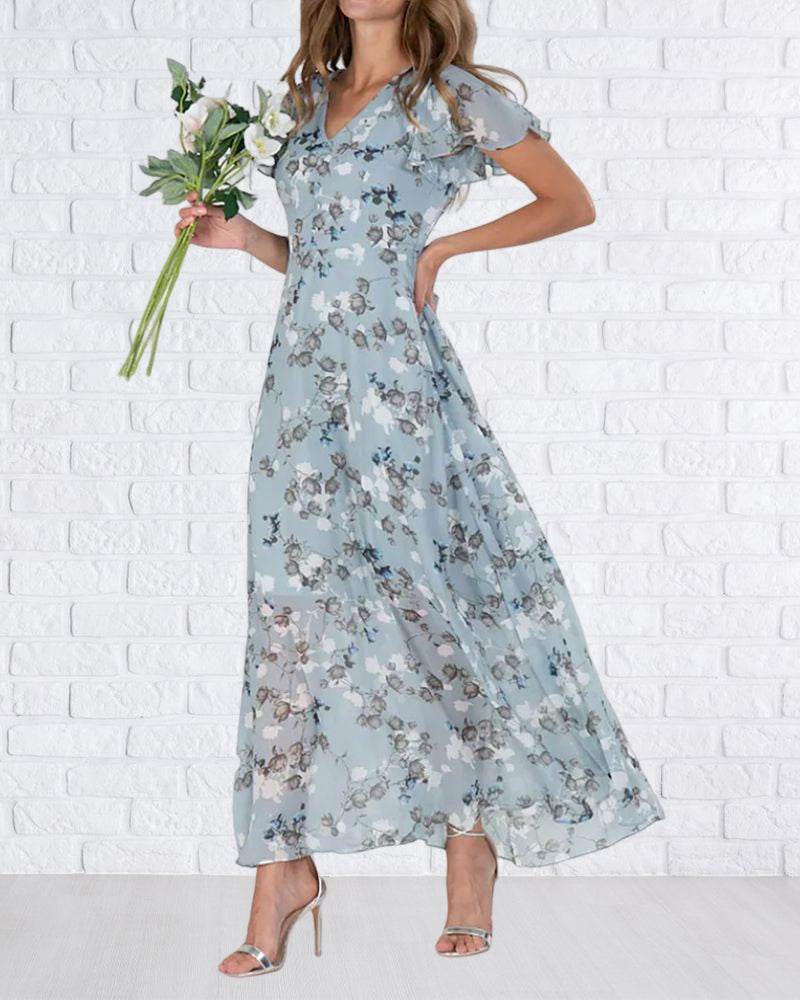 Jurk Ina voor Dames – Elegante Chiffonjurk met Volants & Luchtige Snit voor de Zomer of Feestdagen