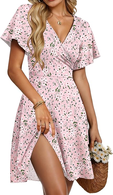 Taffy Dameszomerjas – V-hals Overslag, Fladdermouwen & Elegante A-lijn Snit